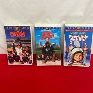 Fox Video VHS Tapes lot of 3 - Babys Day Out - Rookie oftheyear - Poor Little Ri